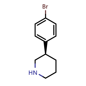 Chemical structure of (3R)-3-(4-bromophenyl)piperidine , CAS 1336754-69-8, AChemBlock X212789