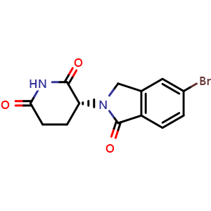 Chemical structure of (3R)-3-(5-bromo-1-oxo-isoindolin-2-yl)piperidine-2,6-dione , CAS 2243825-20-7, AChemBlock X212790