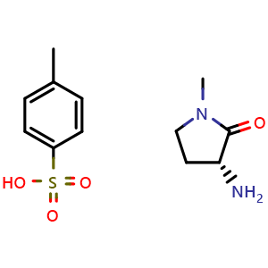 Chemical structure of (3R)-3-amino-1-methyl-pyrrolidin-2-one;4-methylbenzenesulfonic acid , CAS 2412809-21-1, AChemBlock X212791