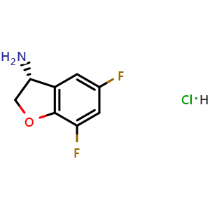 Chemical structure of (3r)-5,7-difluoro-2,3-dihydro-1-benzofuran-3-amine hydrochloride , CAS 2703745-62-2, AChemBlock X212795