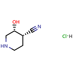 Chemical structure of (3R,4S)-3-hydroxypiperidine-4-carbonitrile;hydrochloride , AChemBlock X212800