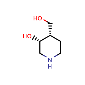Chemical structure of (3R,4S)-4-(hydroxymethyl)piperidin-3-ol , CAS 1821712-17-7, AChemBlock X212801