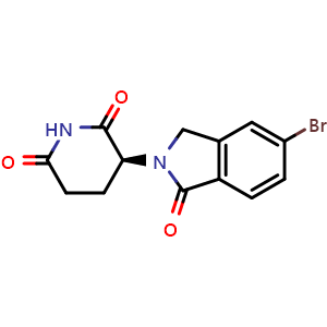 Chemical structure of (3S)-3-(5-bromo-1-oxo-isoindolin-2-yl)piperidine-2,6-dione , CAS 2829898-76-0, AChemBlock X212812