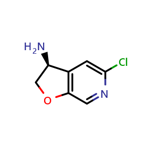 Chemical structure of (3S)-5-chloro-2,3-dihydrofuro[2,3-c]pyridin-3-amine , CAS 2381831-08-7, AChemBlock X212816