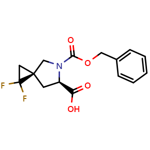 Chemical structure of (3S,6R)-5-benzyloxycarbonyl-2,2-difluoro-5-azaspiro[2.4]heptane-6-carboxylic acid , CAS 2940871-44-1, AChemBlock X212832