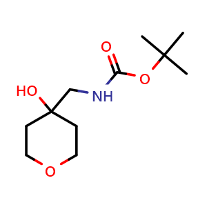 Chemical structure of (4-Hydroxy-tetrahydro-pyran-4-ylmethyl)-carbamic acid tert-butyl ester , CAS 1520697-99-7, AChemBlock X212846