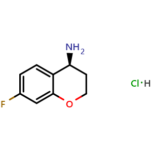Chemical structure of (4s)-7-fluoro-3,4-dihydro-2h-1-benzopyran-4-amine hydrochloride , CAS 1392219-37-2, AChemBlock X212855