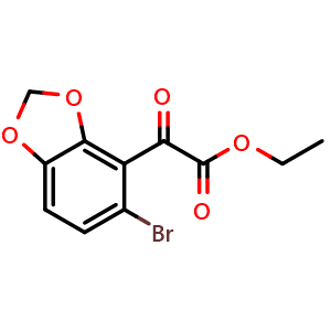 Chemical structure of (5-Bromo-benzo[1,3]dioxol-4-yl)-oxo-acetic acid ethyl ester , CAS 1892044-29-9, AChemBlock X212862