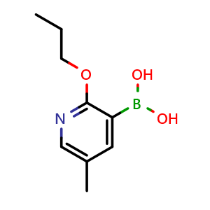 Chemical structure of (5-methyl-2-propoxypyridin-3-yl)boronic acid , CAS 2096332-40-8, AChemBlock X212871