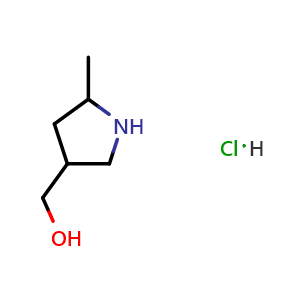 Chemical structure of (5-methylpyrrolidin-3-yl)methanol hydrochloride , CAS 1986336-97-3, AChemBlock X212874