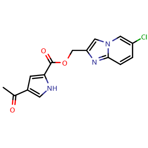 Chemical structure of (6-chloroimidazo[1,2-a]pyridin-2-yl)methyl 4-acetyl-1H-pyrrole-2-carboxylate , CAS 1118849-23-2, AChemBlock X212886