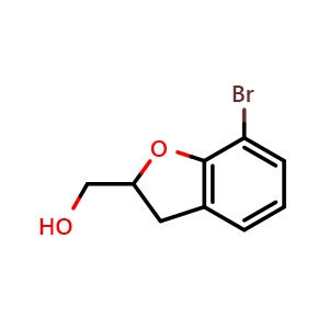 Chemical structure of (7-bromo-2,3-dihydro-1-benzofuran-2-yl)methanol , CAS 852110-51-1, AChemBlock X212893