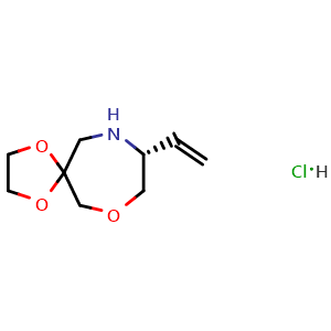 Chemical structure of (8R)-8-vinyl-1,4,10-trioxa-7-azaspiro[4.6]undecane hydrochloride , CAS 2940871-93-0, AChemBlock X212905