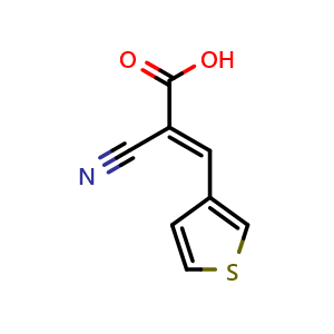 Chemical structure of (E)-2-cyano-3-(thiophen-3-yl)acrylic acid , CAS 126058-25-1, AChemBlock X212915