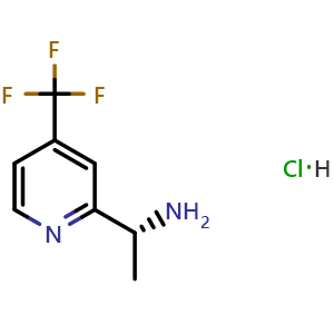 Chemical structure of (R)-1-(4-(Trifluoromethyl)pyridin-2-yl)ethanamine hydrochloride , CAS 1956437-68-5, AChemBlock X212933