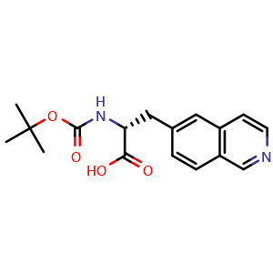 Chemical structure of (r)-2-((tert-butoxycarbonyl)amino)-3-(isoquinolin-6-yl)propanoic acid , AChemBlock X212949