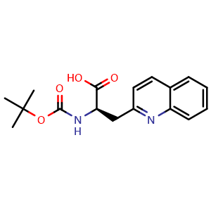 Chemical structure of (r)-2-((tert-butoxycarbonyl)amino)-3-(quinolin-2-yl)propanoic acid , CAS 170157-64-9, AChemBlock X212950