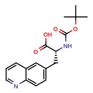 Chemical structure of (r)-2-((tert-butoxycarbonyl)amino)-3-(quinolin-6-yl)propanoic acid , AChemBlock X212951