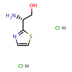 Chemical structure of (r)-2-amino-2-(thiazol-2-yl)ethanol dihydrochloride , CAS 2757697-67-7, AChemBlock X212956