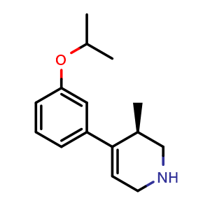 Chemical structure of (R)-4-(3-isopropoxyphenyl)-3-methyl-1,2,3,6-tetrahydropyridine , CAS 1974325-24-0, AChemBlock X212971