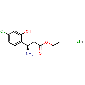 Chemical structure of (R)-ethyl 3-amino-3-(4-chloro-2-hydroxyphenyl)propanoate hydrochloride , AChemBlock X212980