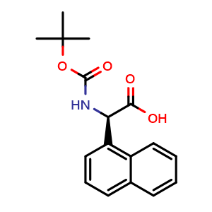 Chemical structure of (r)-tert-butoxycarbonylamino-naphthalen-1-yl-acetic acid , CAS 146621-91-2, AChemBlock X212985