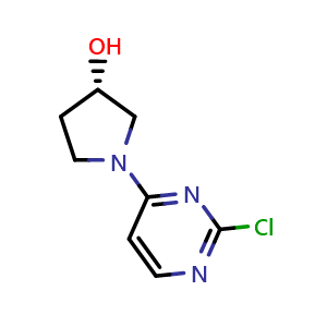 Chemical structure of (S)-1-(2-chloropyrimidin-4-yl)pyrrolidin-3-ol , CAS 1379439-07-2, AChemBlock X212991