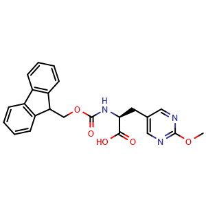 Chemical structure of (s)-2-((((9h-fluoren-9-yl)methoxy)carbonyl)amino)-3-(2-methoxypyrimidin-5-yl)propanoic acid , AChemBlock X213003