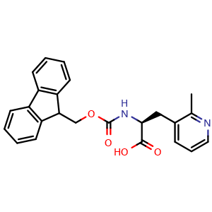 Chemical structure of (s)-2-((((9h-fluoren-9-yl)methoxy)carbonyl)amino)-3-(2-methylpyridin-3-yl)propanoic acid , CAS 2349619-28-7, AChemBlock X213004