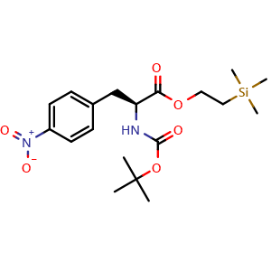 Chemical structure of (S)-2-(Trimethylsilyl)ethyl 2-((tert-butoxycarbonyl)amino)-3-(4-nitrophenyl)propanoate , AChemBlock X213015