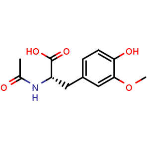 Chemical structure of (s)-2-acetamido-3-(4-hydroxy-3-methoxyphenyl)propanoic acid , CAS 63357-45-9, AChemBlock X213017