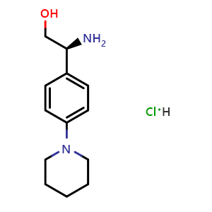 Chemical structure of (s)-2-amino-2-(4-(piperidin-1-yl)phenyl)ethanol hydrochloride , AChemBlock X213020