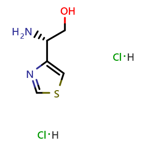 Chemical structure of (s)-2-amino-2-(thiazol-4-yl)ethanol dihydrochloride , CAS 2803420-78-0, AChemBlock X213022
