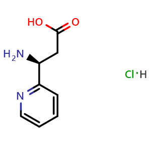 Chemical structure of (s)-3-amino-3-(pyridin-2-yl)propanoic acid hydrochloride , CAS 1192069-14-9, AChemBlock X213030
