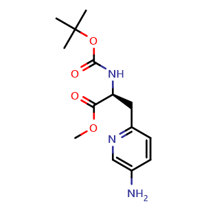 Chemical structure of (s)-methyl 3-(5-aminopyridin-2-yl)-2-((tert-butoxycarbonyl)amino)propanoate , CAS 1374243-71-6, AChemBlock X213047
