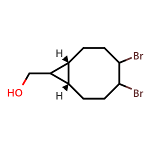 Chemical structure of [(1R,8S)-4,5-dibromobicyclo[6.1.0]nonan-9-yl]methanol , CAS 1334173-51-1, AChemBlock X213067
