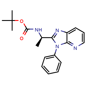 Chemical structure of [(R)-1-(3-phenyl-3H-imidazo[4,5-b]pyridin-2-yl)ethyl]carbamic acid tert-butyl ester , AChemBlock X213077