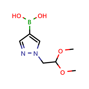 Chemical structure of [1-(2,2-dimethoxyethyl)-1H-pyrazol-4-yl]boronic acid , CAS 2377611-87-3, AChemBlock X213079