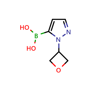 Chemical structure of [2-(oxetan-3-yl)pyrazol-3-yl]boronic acid , CAS 2304635-25-2, AChemBlock X213101