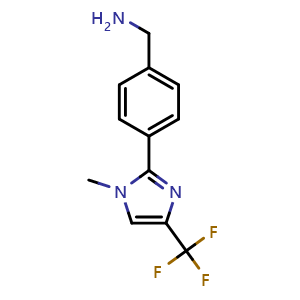 Chemical structure of [4-[1-methyl-4-(trifluoromethyl)imidazol-2-yl]phenyl]methanamine , CAS 2098215-73-5, AChemBlock X213117
