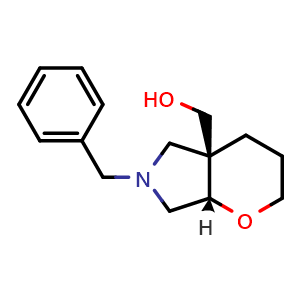 Chemical structure of [rel-(4aS,7aS)-6-benzyl-octahydropyrano[2,3-c]pyrrol-4a-yl]methanol , CAS 2828438-86-2, AChemBlock X213128