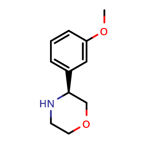 Chemical structure of 1-((3s)morpholin-3-yl)-3-methoxybenzene , CAS 1213143-13-5, AChemBlock X213147