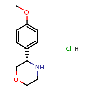 Chemical structure of 1-((3s)morpholin-3-yl)-4-methoxybenzene hydrochloride , CAS 1391511-24-2, AChemBlock X213149