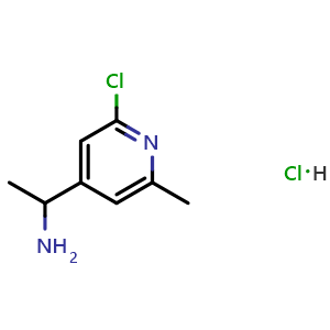 Chemical structure of 1-(2-chloro-6-methylpyridin-4-yl)ethan-1-amine hydrochloride , CAS 1477900-17-6, AChemBlock X213187