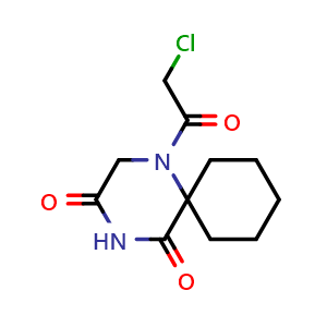 Chemical structure of 1-(2-chloroacetyl)-1,4-diazaspiro[5.5]undecane-3,5-dione , CAS 923155-67-3, AChemBlock X213188