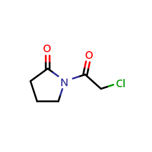 Chemical structure of 1-(2-chloroacetyl)pyrrolidin-2-one , CAS 43170-60-1, AChemBlock X213189
