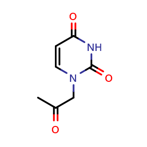 Chemical structure of 1-(2-oxopropyl)-1,2,3,4-tetrahydropyrimidine-2,4-dione , CAS 29054-73-7, AChemBlock X213207