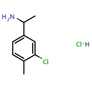 Chemical structure of 1-(3-chloro-4-methyl-phenyl)-ethylamine hydrochloride , AChemBlock X213225
