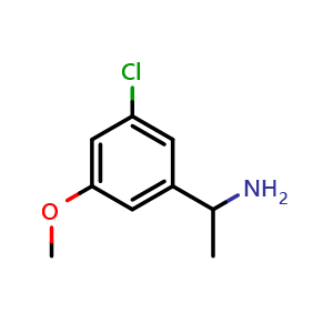 Chemical structure of 1-(3-chloro-5-methoxyphenyl)ethan-1-amine , CAS 903580-99-4, AChemBlock X213226