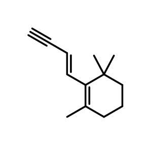 Chemical structure of 1-(3l5-but-2-en-3-yn-1-yl)-1,3,3-trimethyl-1l5-cyclohex-1-ene , CAS 73395-75-2, AChemBlock X213234